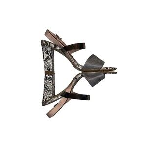 Anthropologie VANESSA WU METALLIC COLORBLOCK HEELED SANDALS FR38 US8